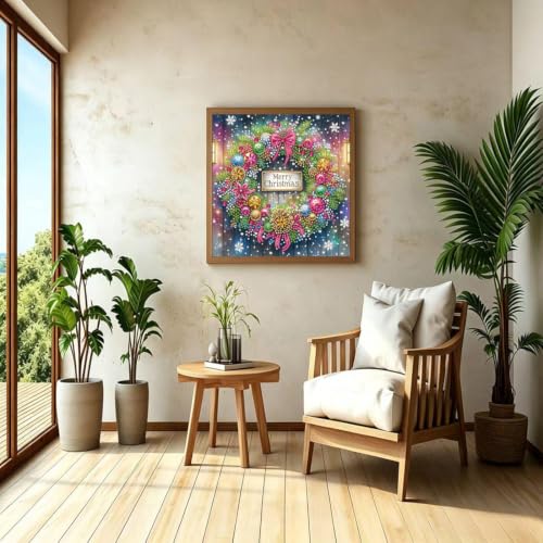 Christmas Wreath 5D Diamond Art Painting Kits for Adults 12 x 12 inch - color: SH183