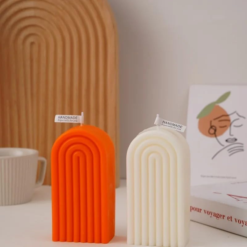 Candle Molds - Silicone Mold for Candles Making, DIY 3D Moulds for Soy Wax, Beeswax, Scented Candle, Valentine's Day Gifts (Wave Geometric Pillar) - color: Door