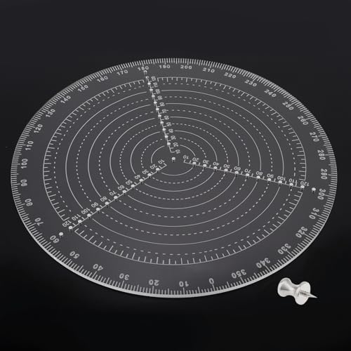 12" / 300mm Round Center Finder Tool Compass Acrylic with Centering Needle for Irregular Shapes, Drawing Circles on Wood, Poster Board, Plastic, Measuring Tools for Wood Lathe, Woodworking, Carpenter