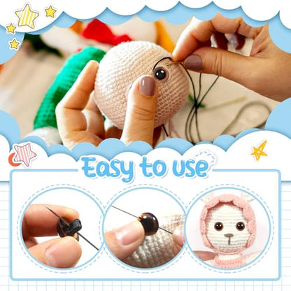 TOAOB 20pcs Sew On Safety Eyes Buttons 12mm 5 Colors Plastic Mushroom Domed Sewing Crafting Eyes for DIY Stuffed Animals Amigurumis Crochet Doll Making - size: 12mm
