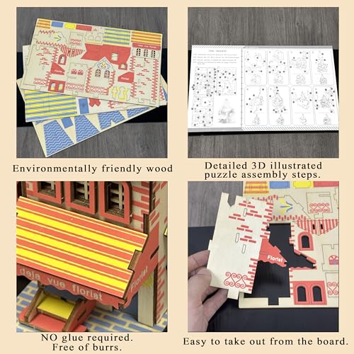 Log Cabin 3D Wooden House Puzzle,DIY Mini Building Model Kit，006 - color: 006