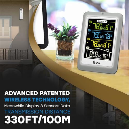 Indoor Outdoor Thermometer Wireless 4.5 Inch Display Digital Hygrometer - color: Multi