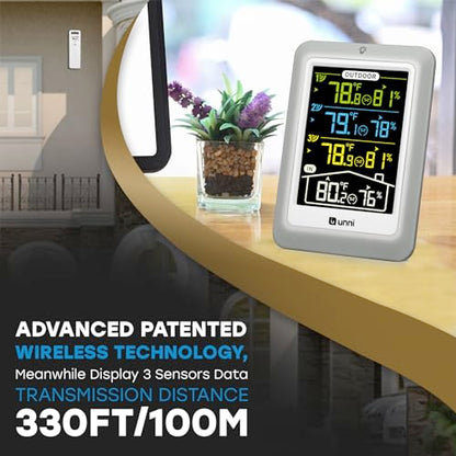 Indoor Outdoor Thermometer Wireless 4.5 Inch Display Digital Hygrometer - color: Multi