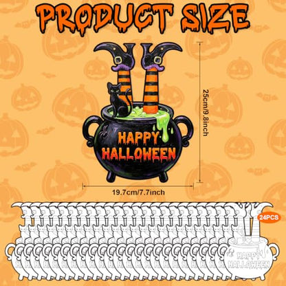24 Pcs Halloween Coloring Wreath Crafts Color Your Own Witch Pot Crafts - color: Cauldron.24