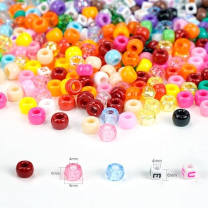 Dowsabel Friendship Bracelet Making Kit, Pony Kandi Beads & 11 Different Beads, 8 Colors Nylon Thread, DIY Jewelry & Craft Gifts - color: A_48 Colors