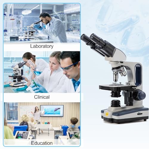 Swift Digital Binocular Compound Microscope 40X-2500X, with 5MP USB Camera, Two-Layer Mechanical Stage and Software Windows and Mac Compatible and Slides,Siedentopf Head,Research-Grade - style: SW350B+5MP Camera