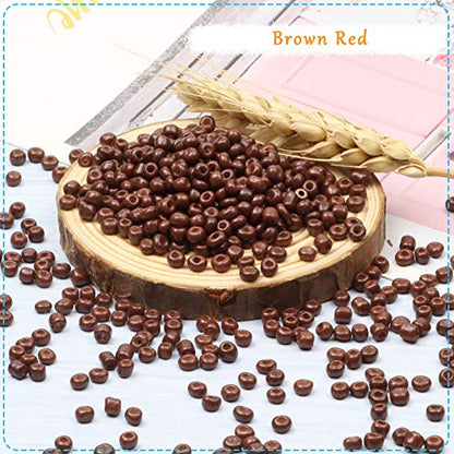 5000pcs Brown Red Glass Seed Beads Bulk, Small Tiny Waist Spacer Beads for Bracelet, Necklace Jewelry Making, DIY Craft Projects(3mm 8/0) - color: Brown Red, size: 3mm