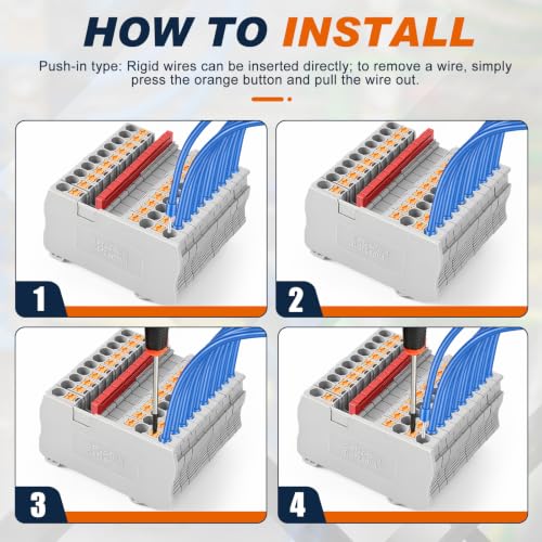 Din Rail Terminal Block,ZPT2.5-Twin,Push-in,Gray,56 Pcs - color: Gray, size: ZPT2.5-TWIN,Push-in