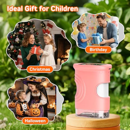 Microscope for Kids with 2.0" IPS Screen Girls Handheld Outdoor Gifts - color: Pink