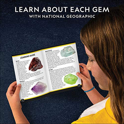 National Geographic Semi-Precious Gemstone Dig Kit for Kids - 15 Real Gems Including Amethyst, Garnet, Opal, Blue Topaz, and More, STEM Rock Collection Activity, Dig Brick, Science Kit for Kids - style: 15 Semi-precious Gems