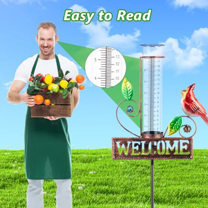 Stargarden Rain Gauge Outdoor, Metal Cardinal Rain Gauge - color: Cardinal