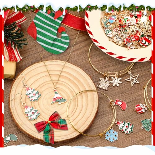 SANNIX 350Pcs Christmas Charms for Jewelry Making, Gold Enamel Xmas Charms - color: Christmas Color