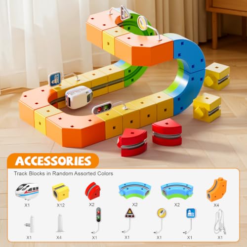 Electric Train Set, 3D Cube Track-DIY Rail Cube Block Kit - size: 32pcs+1 Car