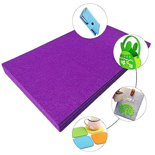 Jtnohx Stiff Felt Sheets 2mm Thick Felt Fabric for Crafts Purple 12pcs - color: Purple