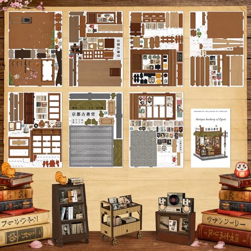 Cutefun Book Nook Kit - DIY Miniature Dollhouse Kit for Adults and Teens - color: Antique Bookery of Kyoto