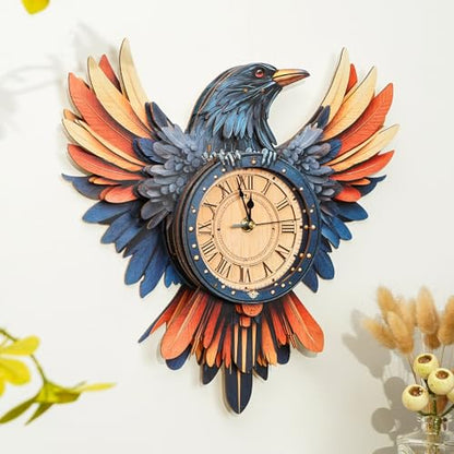 KAAYEE 3D Puzzles for Adults Raven Clock Crow Bird Wooden Puzzle DIY Craft - color: Raven Clock