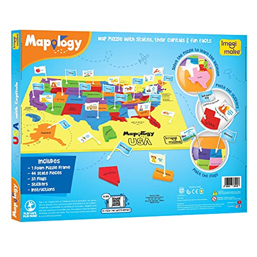 Imagimake Mapology USA Map Jigsaw Puzzle, Learn States, Capitals with Flags - style: USA Map with Capitals