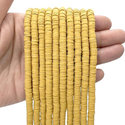 3600 PCS 10 Strands Polymer Clay Beads for Jewelry Making, Vinyl Heishi Beads 6mm for Surfer Bracelets Necklace Making (Ginger Yellow) - color: Ginger Yellow