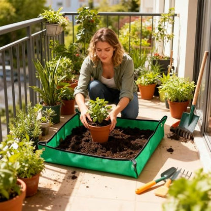 Repotting Mat for Indoor Plants 1x1m Foldable Gardening Accessories - color: Green