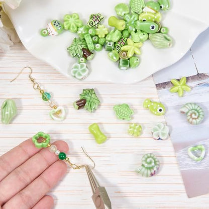 Green Ceramic Beads for Jewelry Making, 50Pcs - color: Lime Green