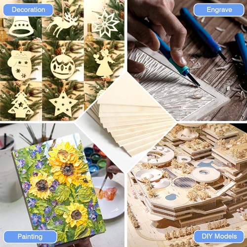 12 Pack Basswood Sheets for Crafts 12 x 18 x 1/8 in, 3mm Thick Unfinished Plywood for Laser Cutting & Engraving, DIY Ornaments and Architectural Model - size: 12"x18"x1/8"