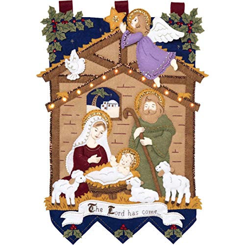 Bucilla 89220E Felt Applique Christmas Wall Hanging Kit, 16" x 22", Away in The Manger - style: Wall Hanging