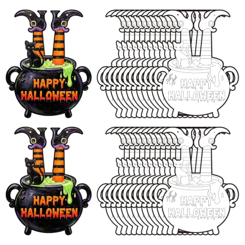 24 Pcs Halloween Coloring Wreath Crafts Color Your Own Witch Pot Crafts - color: Cauldron.24