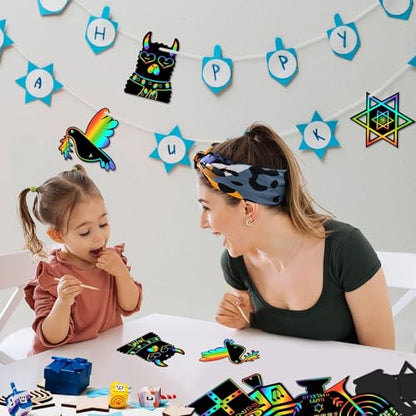 JULMELON 36PCS Hanukkah Scratch Paper Crafts for Kids, Chanukah Gifts - style: Hanukkah