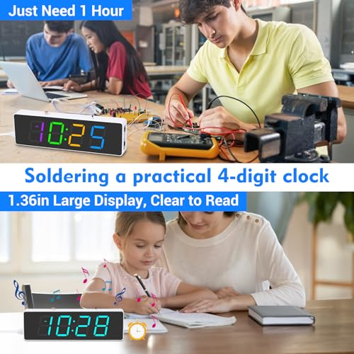 MiOYOOW RGB Digital Clock Soldering Kit with 12H/24H Format for Students - color: Colorful 4 Digit Clock Kit