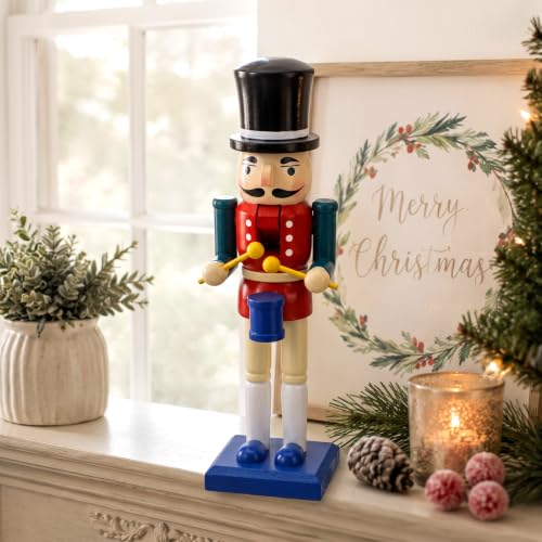 Beeveer 10" Wooden Nutcracker Paint Kit with Brush Acrylic Paints, Drummer - style: Drummer