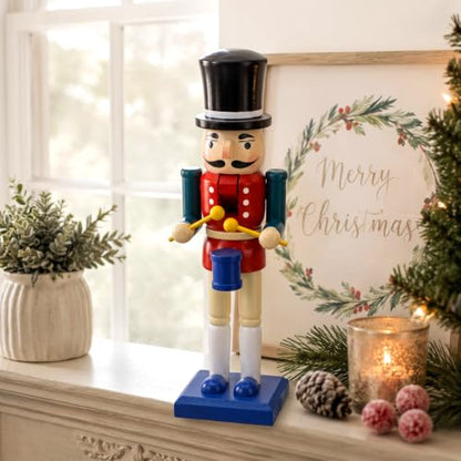 Beeveer 10" Wooden Nutcracker Paint Kit with Brush Acrylic Paints, Drummer - style: Drummer