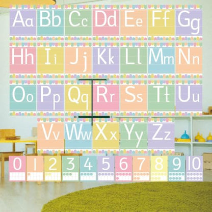 37 Pcs Pastel ABC Alphabet for Classroom Wall ABC Posters and 0-10 Number Cards Pastel Bulletin Board Letters Number Line for Classroom (Pastel ABC) - color: Pastel Abc