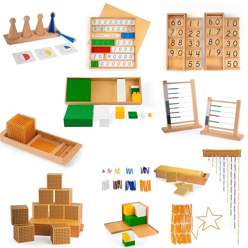 Premium Montessori Math Material Series Kit 2: Complete Advanced Curriculum Set 31 lbs ,12 Professional Manipulatives for Fractions, Decimals & Powers, Ages 6-9, Homeschool Classroom for Kids Toddlers - color: Math Series Kit 2
