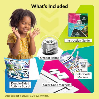 Ozobot Ozo at Home: Interactive STEM Coding Robot for Kids Ages 5+, Screen-Free Learning with Color Code Markers, Blockly Programming, Includes Charging Cable & Protective Case, Homeschool Approved
