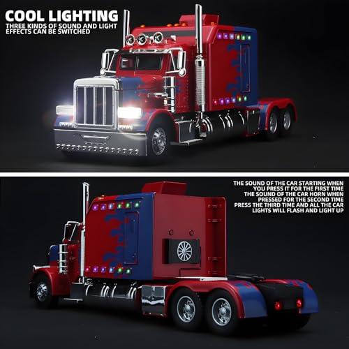OANMYJJO Semi Truck Car Toy Heavy Tow Trucks and Trailer Toys Car for Boys - color: Red