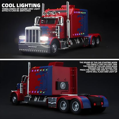OANMYJJO Semi Truck Car Toy Heavy Tow Trucks and Trailer Toys Car for Boys - color: Red
