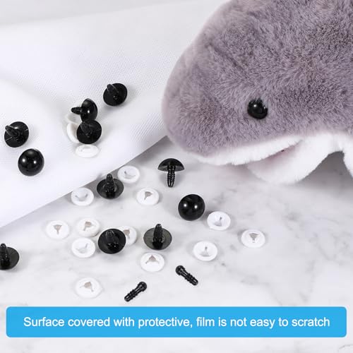 PATIKIL 14mm Safety Eyes, 20 Pcs Plastic Craft Eyes with Protective Film with Washers for Stuffed Animals Crochet Toys Dolls DIY Craft Making, Black - size: 14mm