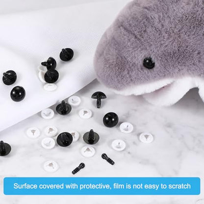 PATIKIL 12mm Safety Eyes, 20 Pcs Plastic Craft Eyes with Protective Film with Washers for Stuffed Animals Crochet Toys Dolls DIY Craft Making, Black - size: 12mm