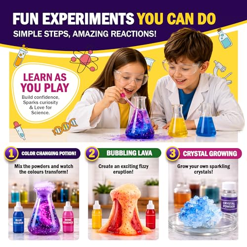 Jim&Gloria Science Kits for Kids Age 5-7 8-12 Year Old Birthday Gifts for Girls Boys, Learning & Educational Toys, Stem Toys, Chemistry Set, Science Experiments for Kids Volcano Projects
