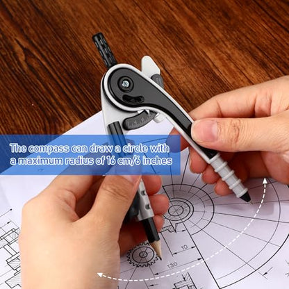 Zonon 2 Pcs Protractor and Compass Set, Swing Arm Protractor, Black Clear - color: Black