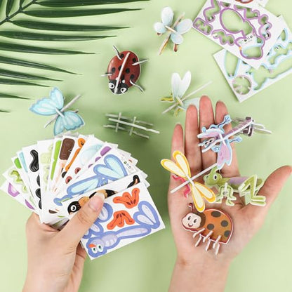 LOMIMOS Educational 3D Cartoon Puzzle,3D Cartoon Jigsaw Creative Learning Model for for Boys & Girls Art DIY Craft Gift Decor (Insect) - style: insect