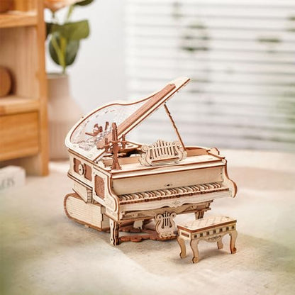 RoWood 3D Puzzles for Adults,DIY Music Box Gifts,Wooden Magic Piano Model Kits,Mechanical Wooden Puzzles,Music Box for Adults, Friends