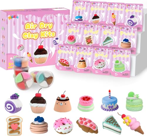 Air Dry Clay Kit, 12 Animals Modeling Clay for Kids, Model Magic Clay with Sculpting Tools, Safe & Non-Toxic, DIY Arts & Crafts School Projects, Home Party Favors (Clay Cake Kit) - color: clay Cake Kit