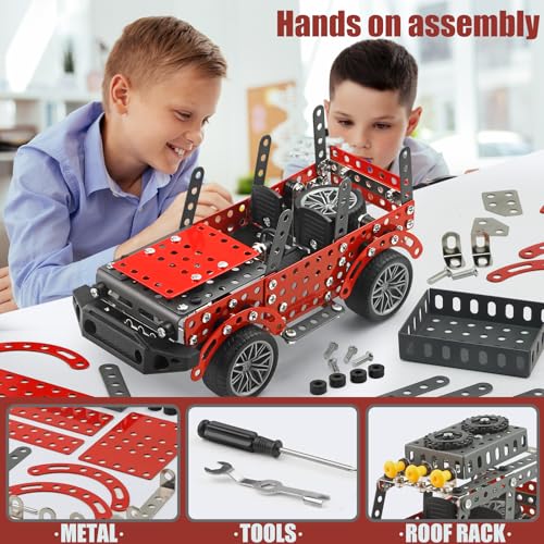 288PCS Metal Model Car Kits Erector Set, Building Set for Kids Aged 8 and Up, 4x4 and Off-Road Vehicle, Model Car Kits Toy Playset, Birthday Gift for Boys 8-12 13 14+ Years Old, SUV Truck for Adults