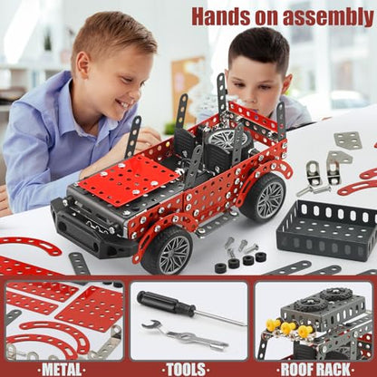 288PCS Metal Model Car Kits Erector Set, Building Set for Kids Aged 8 and Up, 4x4 and Off-Road Vehicle, Model Car Kits Toy Playset, Birthday Gift for Boys 8-12 13 14+ Years Old, SUV Truck for Adults
