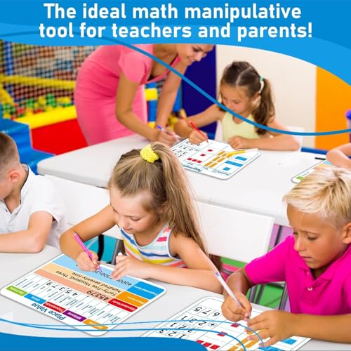 24Pcs Place Value Double Sided Cardboard for Students Dry Erase Sheets Billions to Decimal Numbers Whiteboard Math Regroups Manipulatives Supplies for Teacher Teaching Tool Portable Learning 12" x 9" - style: Math Regroup & Place Value