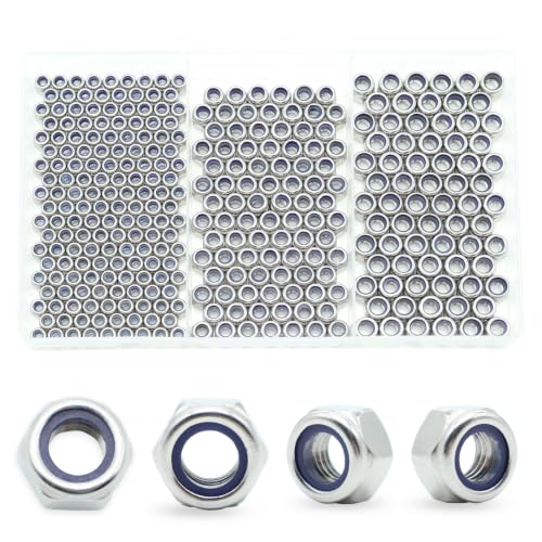 300 Pcs M3 M4 M5 Lock Nuts Kit, 304 Stainless Steel Hardware Nuts - size: M3 M4 M5 Kit (300 Pcs)