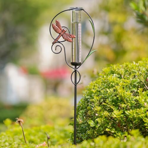 Dragonfly Rain Gauge Outdoor,Metal Rain Gauges Outdoors Best Rated - color: Metal Dragonfly