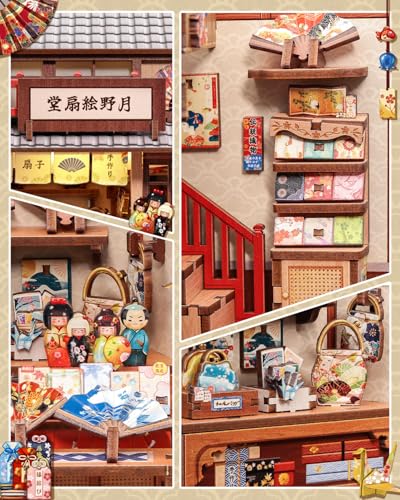 Japan Book Nook, DIYMiniature House Kit, Japanese Fan Shop Booknook - color: Tsukino Eogi-dou