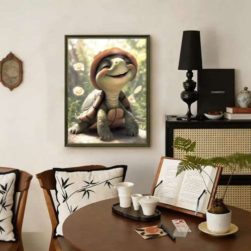 5D Cute Smiling Turtle Diamond Art kits for Adults Beginners 12x16in - color: KM1156-1